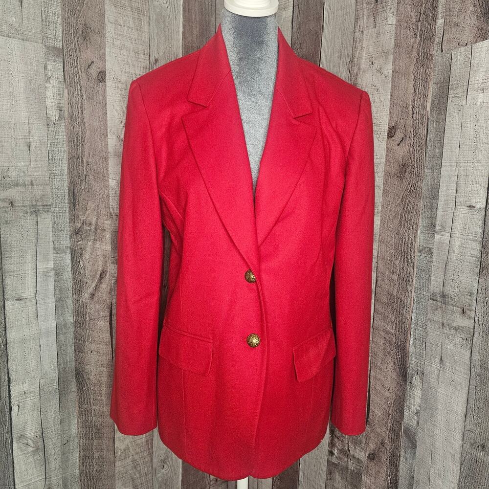Pendleton Red Lined Blazer 100% Virgin Wool Made in USA Women's 8 Vintage Gift